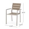 Dreamlan - Outdoor Aluminum Dining Chair With Faux Wood Seat (Set of 2) - Natural / Silver - Image 3