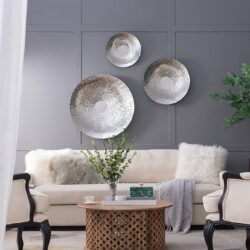 Textured Oversized Disc, Wall Decor For Living Room (Set of 3) - Silver