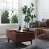 Owen - Tray Top Small Coffee Table Storage Ottoman - Distressed Saddle Brown - Image 7