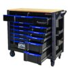 12 Layer Drawer Multi Purpose Tool Cart With Wheels And Wooden Countertops - Black / Blue - Image 9
