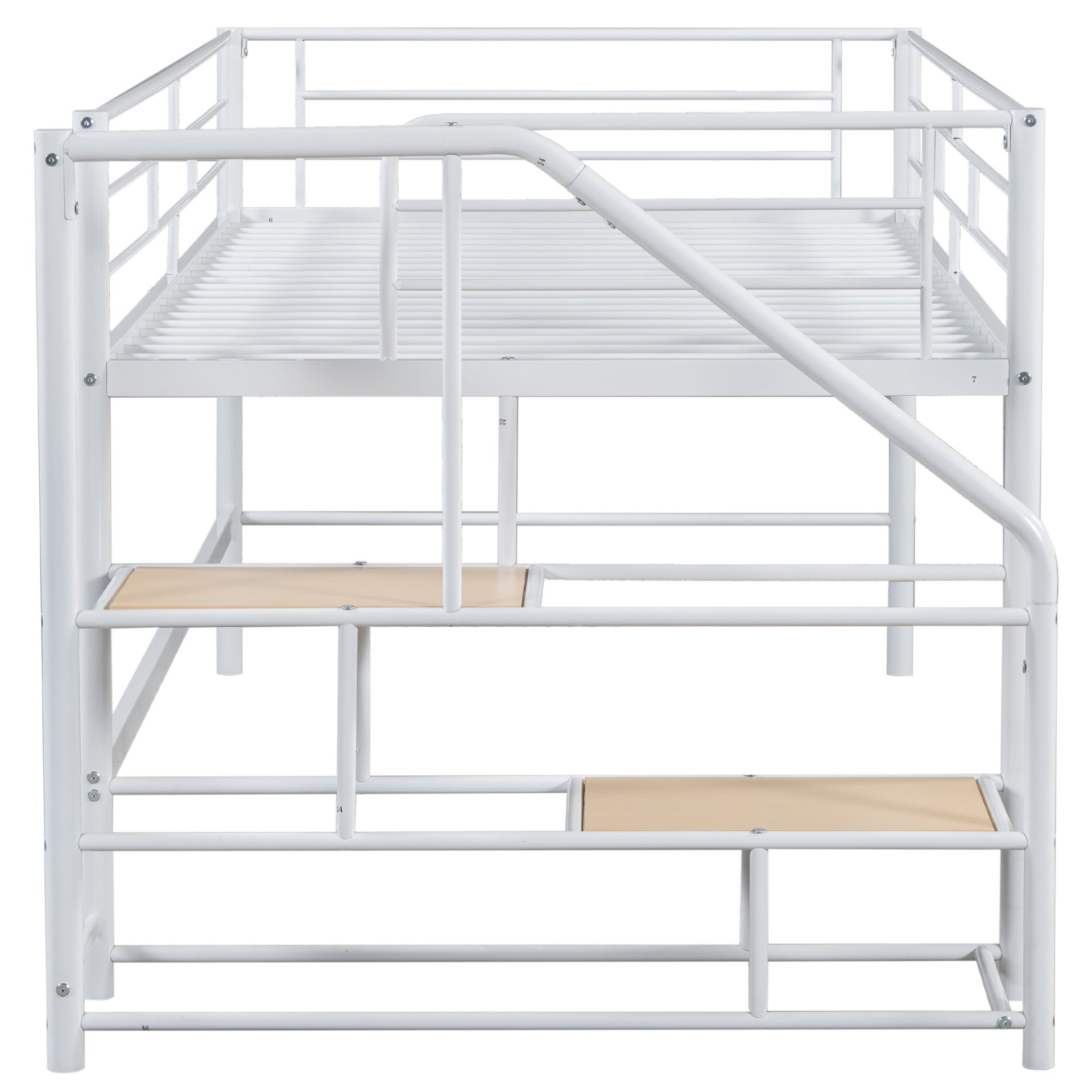 Twin Mid Loft Bed With Storage Stairs And Metal Frame - White - Image 10