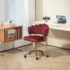 Velvet Home Office Desk Chair, Modern Cute Computer Chair With Swivel Wheels, Height Adjustable - Wine Red - Image 2