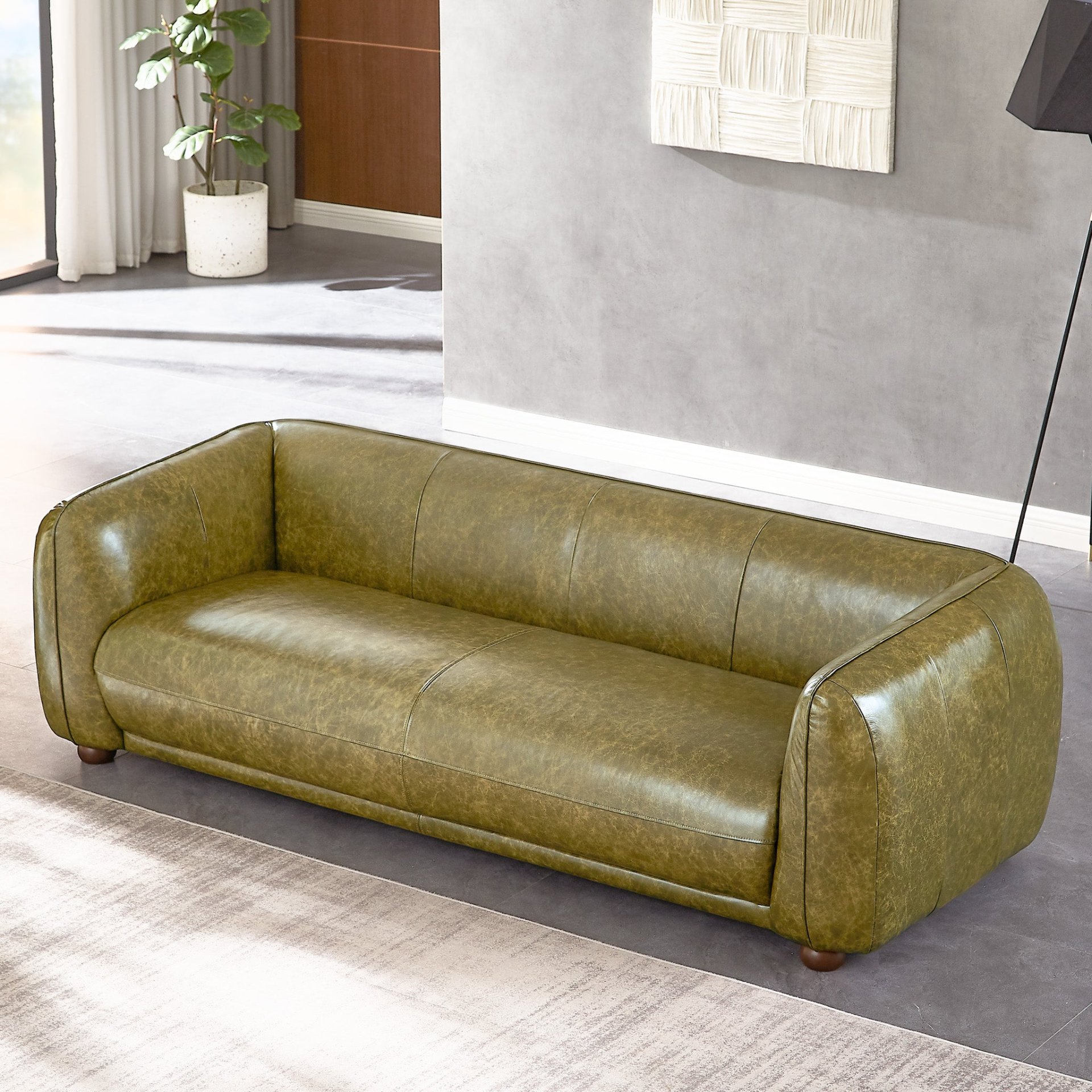 Marlon - Luxury Italian Leather Sofa - Green - Image 9