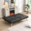 Contemporary Wood Frame Sofa Bed With Stainless Legs - Black - Image 5
