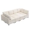 Sectional Sofa Couch Sofa Bed U-Shaped Sofa With Two Movable Ottoman And Three USB Ports For Living Room - Beige - Image 14