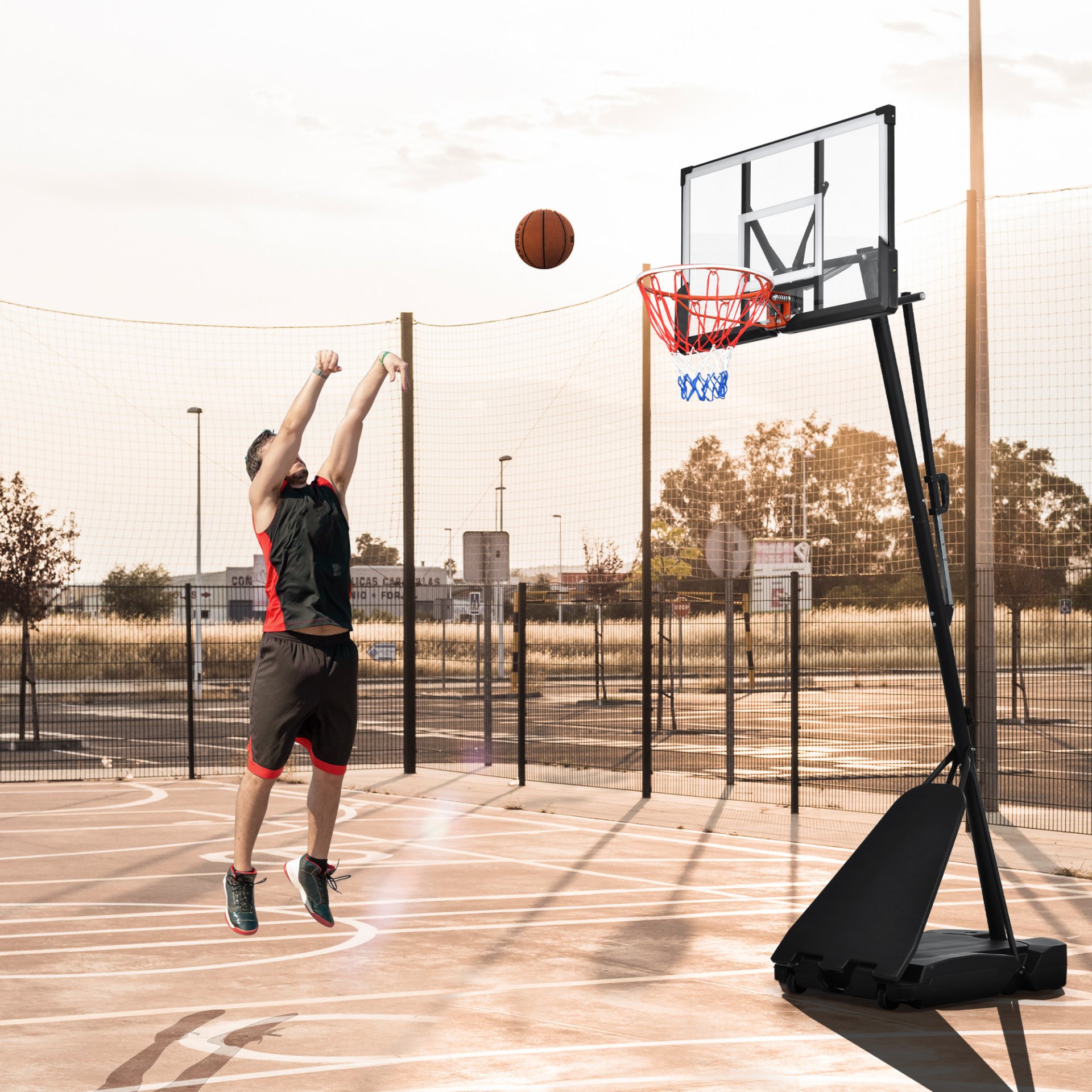 Portable Basketball Hoop Basketball System 8-10Ft Height Adjustable For Youth Adults LED Basketball Hoop Lights, Colorful Lights, Waterproof, Super Bright To Play At Night Outdoors, Good Gift For Kids - Black - Image 2