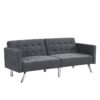 Futon Sofa Bed Convertible Folding Lounge Couch, Armrests - Dark Gray - Image 6