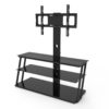 Multi-Function Angle And Height Adjustable Tempered Glass TV Stand - Black - Image 10