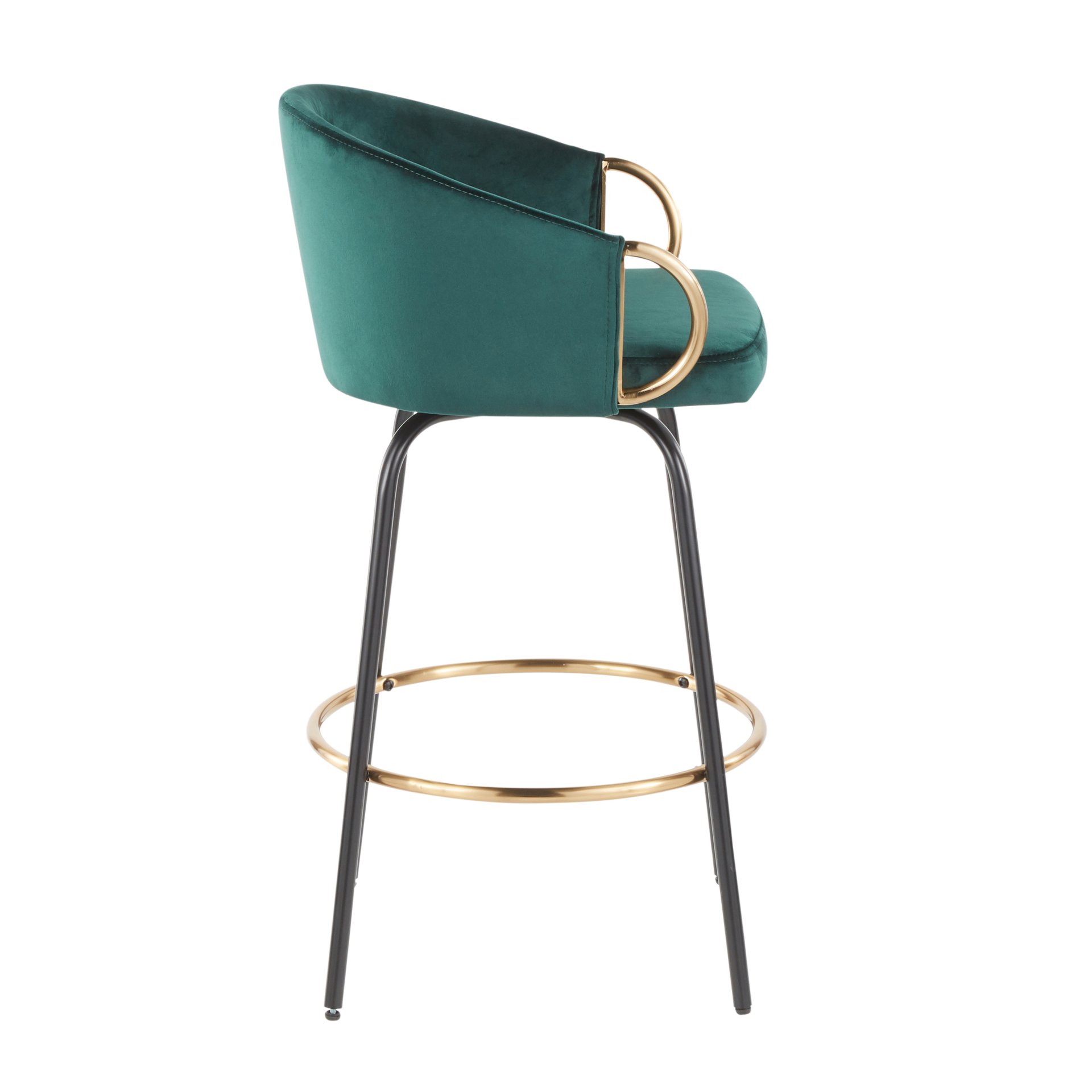 Claire - Contemporary / Glam Counter Stool (Set of 2) - Black / Emerald Green - Image 3