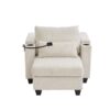 Convertible Chaise Lounge Sofa Chair Sofa Bed With USB Ports, Cup Holders, Phone Holder, And Storage - Beige - Image 17