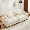 Modern Velvet 2 Seater Sofa & Bolstered Armrests And Pillows - Cream - Image 4