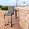Outdoor Rattan Bar Chair With Metal Legs - Black - Image 2