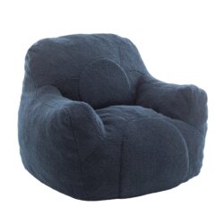 Comfy Bean Bag Chair With Filler, Tufted Memory Foam Sofa, Teddy Fabric, Fluffy And Cozy Seating For Dorm, Apartment, Or Living Room - Dark Blue