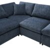 Modern Modular Cloud Sofa Bed, 6 Seat Chenille Sectional Couch Set With Ottoman, Free Combination, Convertible U Shaped Sleeper Sofa - Dark Blue - Image 13