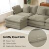 Modern Sofa Modular Sofa Couch Upholstered Corduroy L - Shape Sectional Sofa, Side Storage Pockets For Living Room - Brown - Image 14