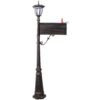 Stratford - Heavy Duty Cast Aluminum Mailbox With Post And Solar Light, Fluted Base, Decorative Modern Mailbox - Brown - Image 4