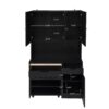 Kitchen Pantry Storage Cabinet, Modern Buffet Cabinet With Kitchen Cart, Tall Kitchen Hutch Cabinet With Microwave Stand, Food Pantry Cabinet With 3 Rattan Doors And Adjustable Shelves - Black - Image 7
