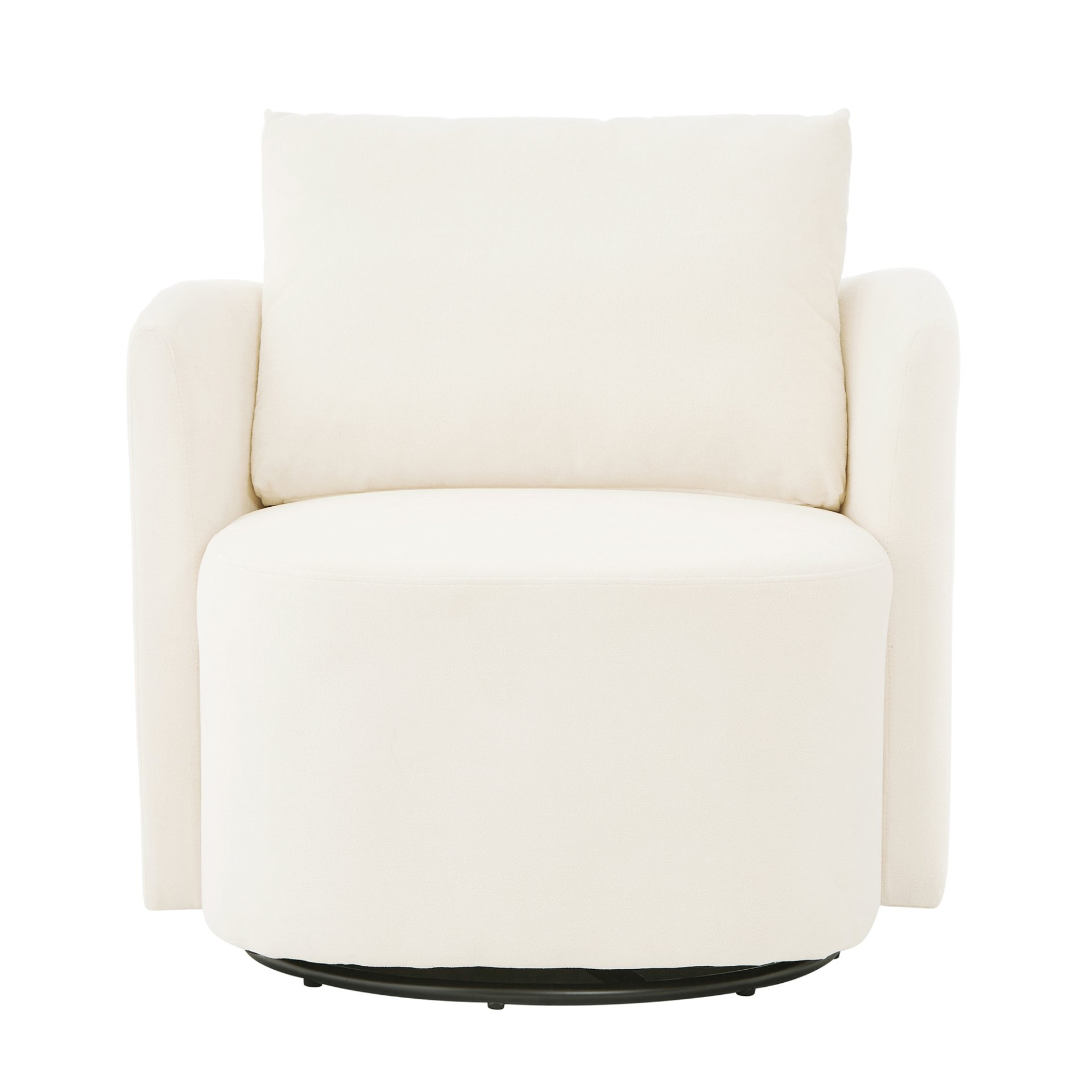 360° Swivel Chair With Upholstered Curved Design - Beige - Image 11