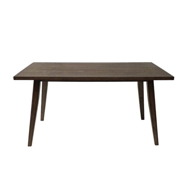 Mid Century Wood Dining Table With Rubberwood Legs And Faux Wood Tabletop - Brown