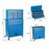 8 Drawer Rolling Tool Chest With 2 In 1 Detachable Top Box, Lockable Wheels, Liners, And Side Hooks Metal Tool Cabinet For Garage - Blue - Image 3