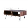 Reclaimed Wood Cocktail Table With Open Storage For Living Room, Metal Legs, Foldable - Black / Natural - Image 5