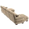 Modern Velvet U Shaped Sectional Sofa Cloud Couch With Movable Ottomans And Bolstered Armrests - Camel - Image 12