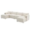 Modular Sectional With Deep And Wide Seat, U Shaped Cloud Couch Set With Double Cushions 6 Seat Sofa With Movable Ottomans Oversized - Cream - Image 4