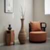 Tall Artificial Rattan Floor Vase In Elegant Statement Piece For Living Room Decor, Entryway, Or Hallway Versatile Home Accent For Dried Or Silk Floral Arrangements - Beige / Gray - Image 7