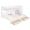 Full Over Twin & Twin Classic Triple Bunk Bed With Drawers And Guardrails - White - Image 21