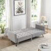 Futon Sofa Bed Convertible Folding Lounge Couch, Armrests - Light Gray - Image 5