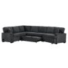 L-Shaped Sofa Sectional Sofa Couch Pull-Out Sofa Bed With Charging Devices And Cup Holders For Living Room - Blue Black - Image 17