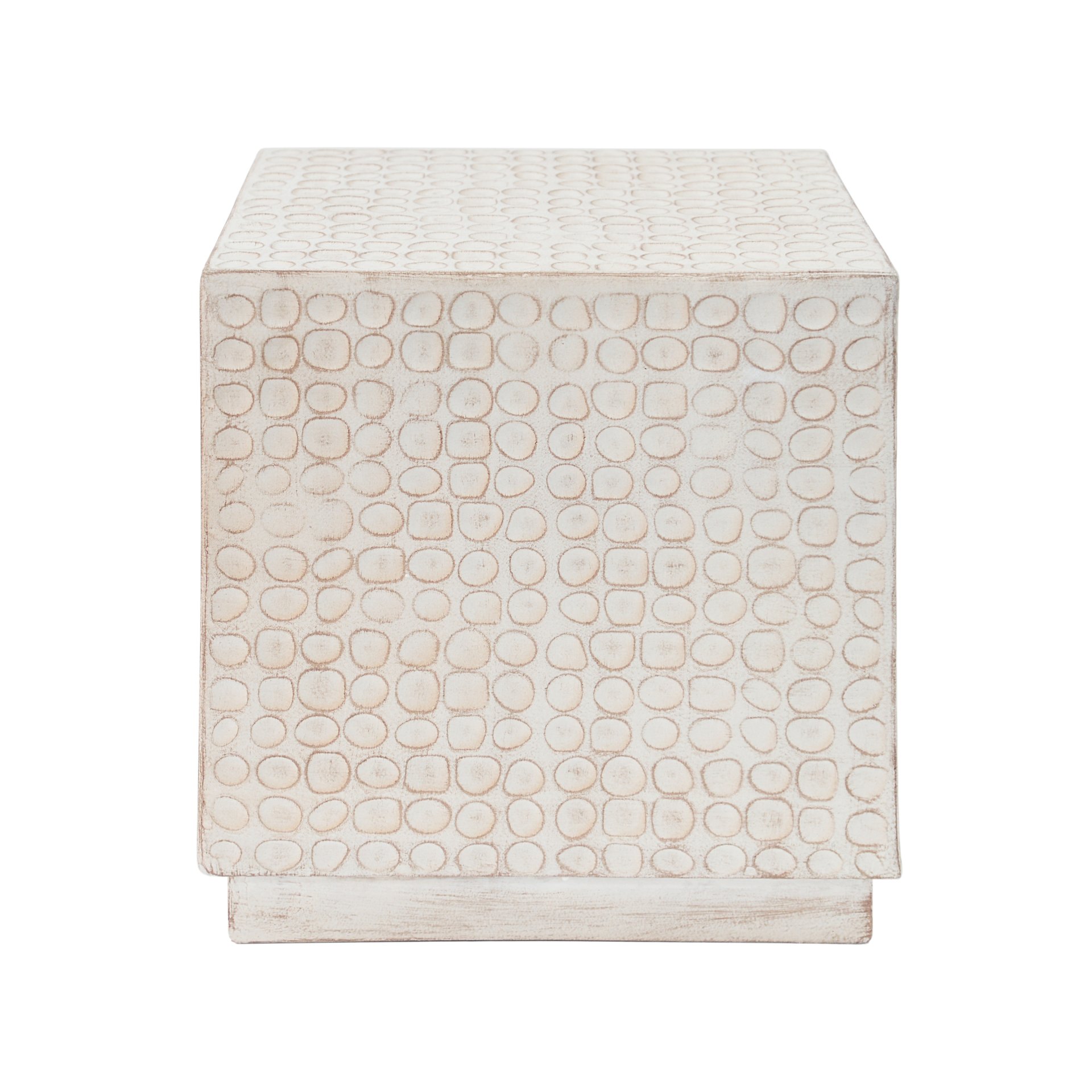 Chic Modern Mgo Cube Side Table With Fluted Design - Antique Brown - Image 9