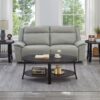 Anze - 3 Piece Coffee Table Set Contemporary Oval Wood Shelf - Charcoal - Image 2