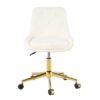 Modern Teddy Fleece Fabric Dining Chair With Gold Legs, Soft And Comfortable, Adjustable, Space Saving - Beige - Image 10