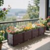 Indoor / Outdoor Rectangular Plastic Planting Box Kit For Vegetables, Herbs, Flowers & Succulents, Coffee, Polypropylene, 62.80" - Coffee - Image 9