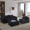 Modular L Shaped Sectional Sofa, Convertible Couch With Chaise Corduroy - Black - Image 5