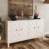 Accent Cabinet 4 Door Wooden Cabinet Sideboard Buffet Server Cabinet Storage Cabinet, For Living Room, Entryway, Hallway, Office, Kitchen And Dining Room - White Wash - Image 2