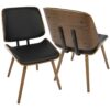Lombardi - Mid-Century Modern Dining / Chair (Set of 2) - Walnut / Black - Image 2