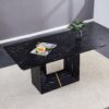 Modern Dining Table With Marbled Design For Luxurious Elegance - Black - Image 4