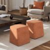 Oliver - Tapered Square Upholstered Ottoman - Spice Orange Fleeced - Image 13