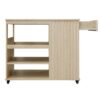 Kitchen Island Cart, Rolling Serving Utility Trolley Cart Modern Kitchen Island With Storage Drawer Wine Rack Lockable Casters, Kitchen Cart For Kitchen, Dining Room, Bar Living Room - Natural - Image 15