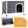 Medium Wooden Outdoor Dog House, Waterproof Roof, Elevated Floor - Gray - Image 3