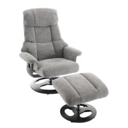 Recliner Chair With Ottoman Modern 360° Swivel Lounge Chair With Footstool Chenille Fabric 5 Point Vibration Massage Seat Heating & 140° Adjustable Backrest - Gray