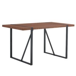 Industrial Rectangular Color Wood Grain Dining Table For 4 - 6 People, Kitchens, Patios, Dining Rooms - Walnut