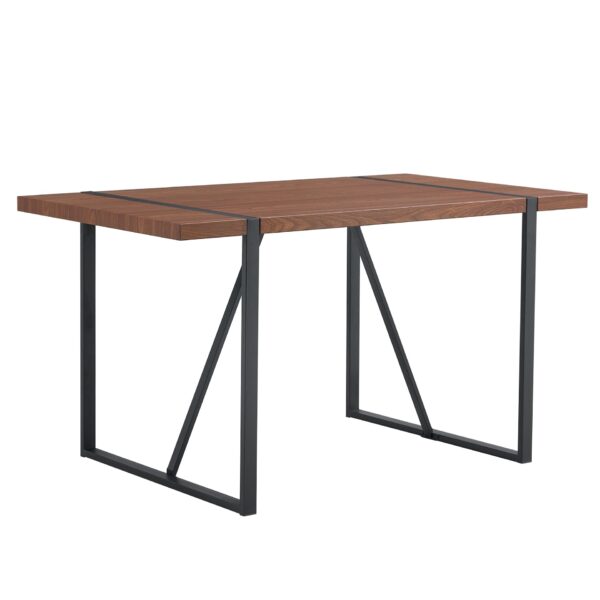 Industrial Rectangular Color Wood Grain Dining Table For 4 - 6 People, Kitchens, Patios, Dining Rooms - Walnut