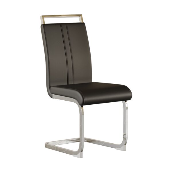 Dining Chairs Set, Kitchen Modern Metal Chairs With Padded Seat High Back And Sturdy Chrome Legs, Chairs For Dining Room (Set of 4) - Black