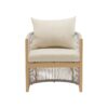 Modern Lounge Chair With Curved Aluminum Frame, Rope Weave Design, And Cushioned Comfort For Outdoor Living - Beige / Natural - Image 7