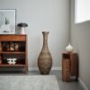 Tall Artificial Rattan Floor Vase In Elegant Statement Piece For Living Room Decor, Entryway, Or Hallway Versatile Home Accent For Dried Or Silk Floral Arrangements - Beige / Gray - Image 12