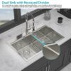 Topmount Drop In Double Bowl Kitchen Sink. 16 Gauge Stainless Steel - Brushed Nickel - Image 5