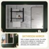Rectangular Wall-Mounted Beveled Bathroom Mirror, Square Angle Metal Frame Wall Mounted Bathroom Mirrors For Wall (Horizontal & Vertical) - Glossy White - Image 6